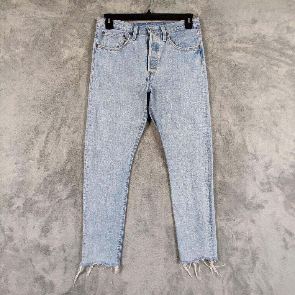 Levis 501 Jeans Women 31 Blue Skinny High Rise Denim Stretch Button Fly 31x28